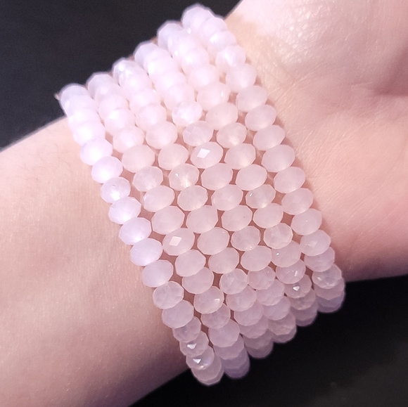 Marlyn Schiff Multi Strand Pale Rose Pink Beaded leather Bracelet - Picture 5 of 11